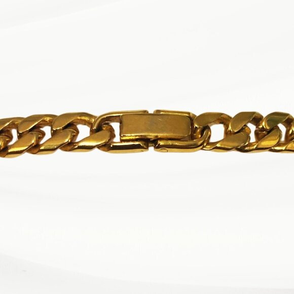 Chunky Gold Cuban Link Chain with Faux Emeralds - Picture 4 of 6